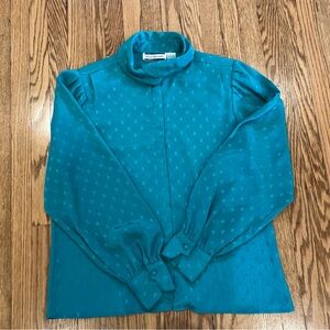 Vintage 1980s Teal Long Sleeve Blouse